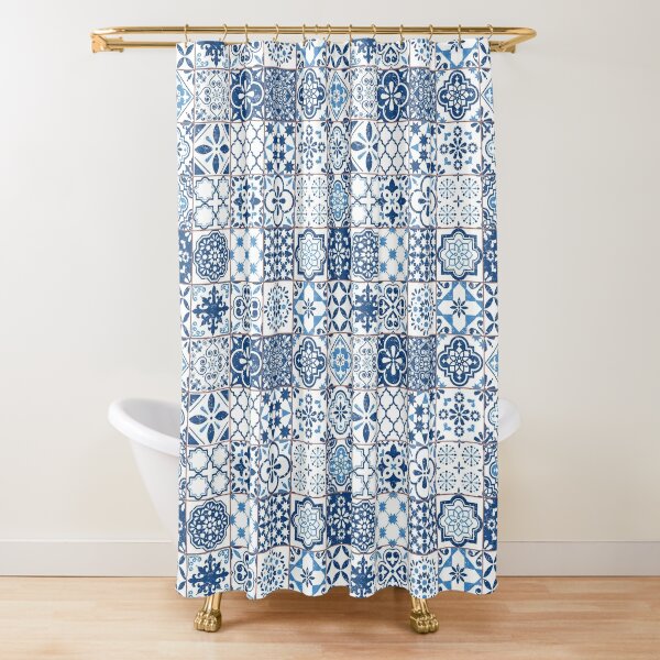 Mosaico brillante dorado con patrón colorido para baño, cortinas de ducha,  tapa de inodoro, alfombrillas, alfombra