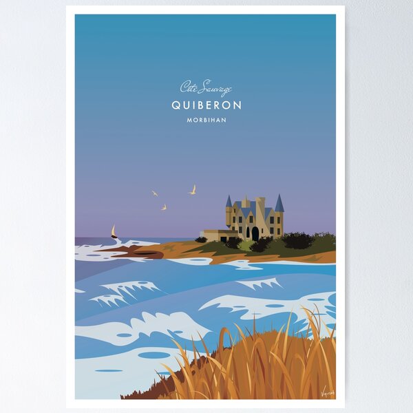 Aperçu de l'œuvre Quiberon - Morbihan - Flat Design Poster. créée et vendue par virimah.