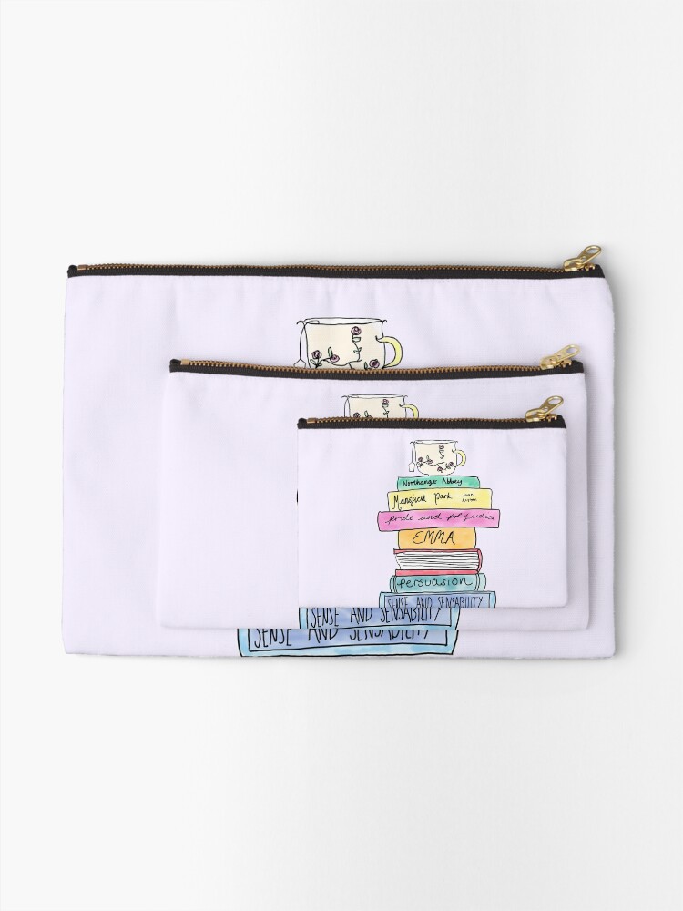 Alternate view of Jane Austen book stack Zipper Pouch