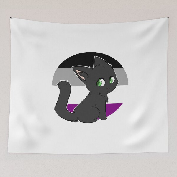 Item preview, asexual flag black cat designed and sold by Psyche-Hyena.