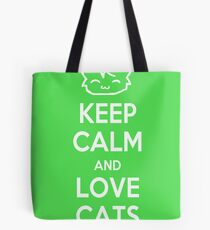 Keep Calm and Love Cats (Green) Tote Bag