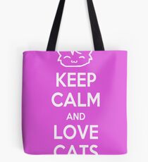 Keep Calm and Love Cats (Pink) Tote Bag