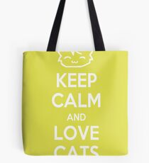 Keep Calm and Love Cats (Yellow) Tote Bag