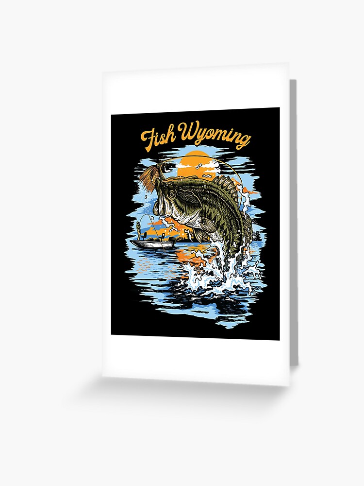 Largemouth Bass Fishing graphic, Fish Wyoming Greeting Card for Sale by  jakehughes2015