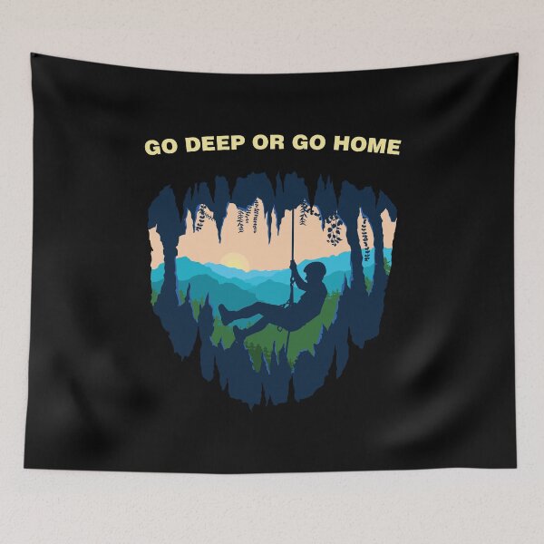 Item preview, Womens Funny Go Deep Spelunking Quote Caving Gift V-Neck print designed and sold by jakehughes2015.
