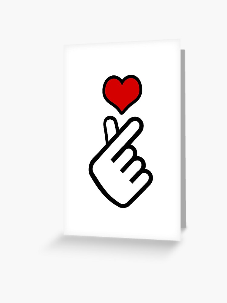 korean finger heart emoji greeting card by primetee redbubble redbubble