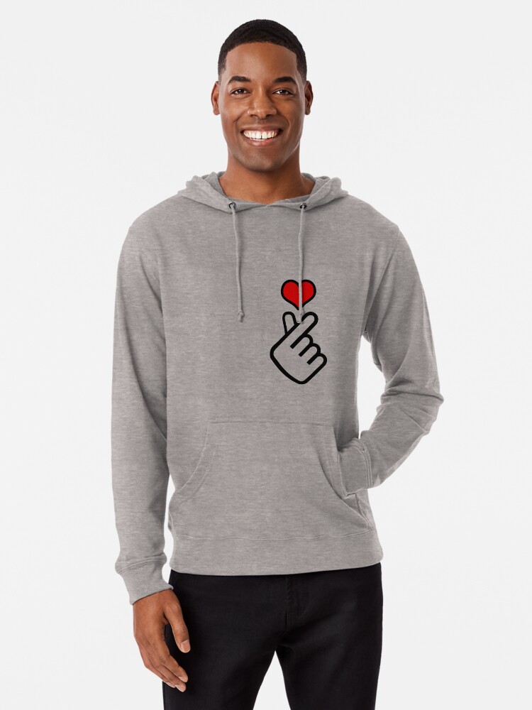 korean finger heart hoodie