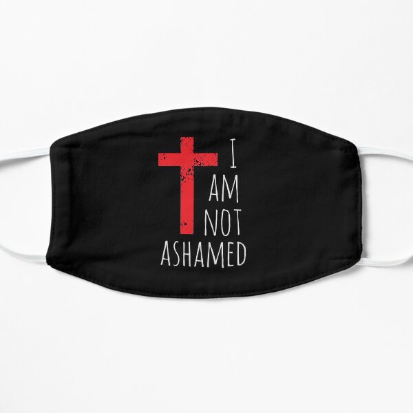 I am not ashamed - Big Red Cross - Christian Flat Mask