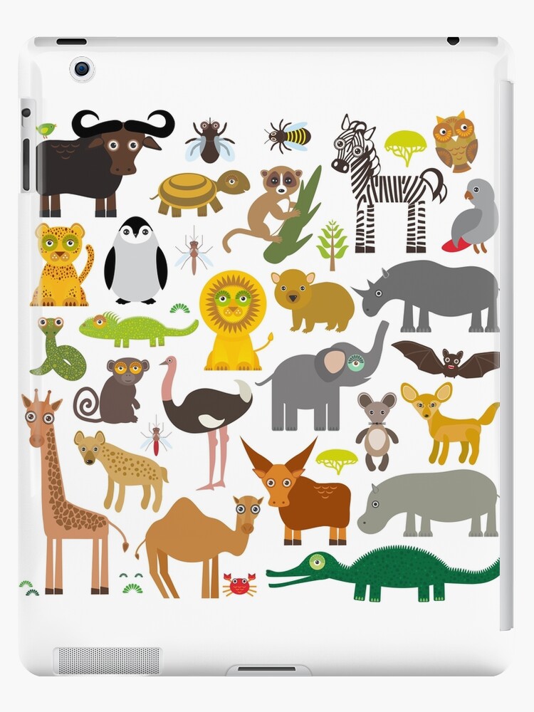 Seamless Pattern Animal Africa Parrot Hyena Rhinoceros Zebra Hippopotamus Crocodile Turtle Elephant Snake Camel Tsetse Ostrich Lemur Chameleon Monkey Fennec Fox Leo Leopard Giraffe Buffalo Penguin Ipad Case Skin By Ekaterinap