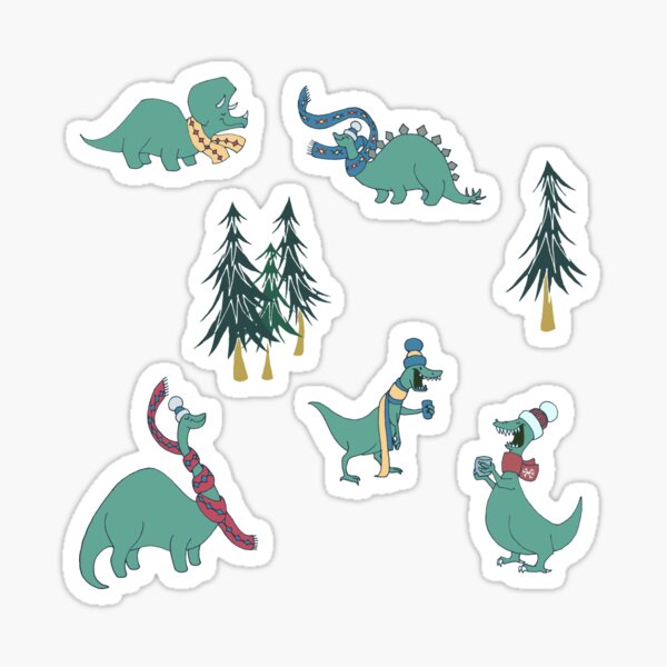 Dinosaur Hygge Party in the Forest Sticker
