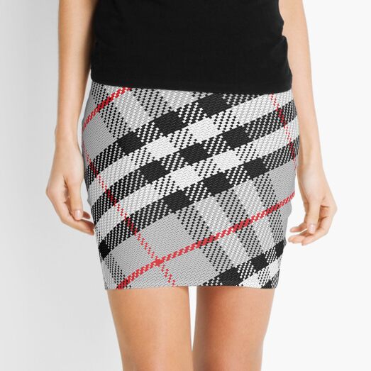 Scottish tartan black, white, red and grey Mini Skirt