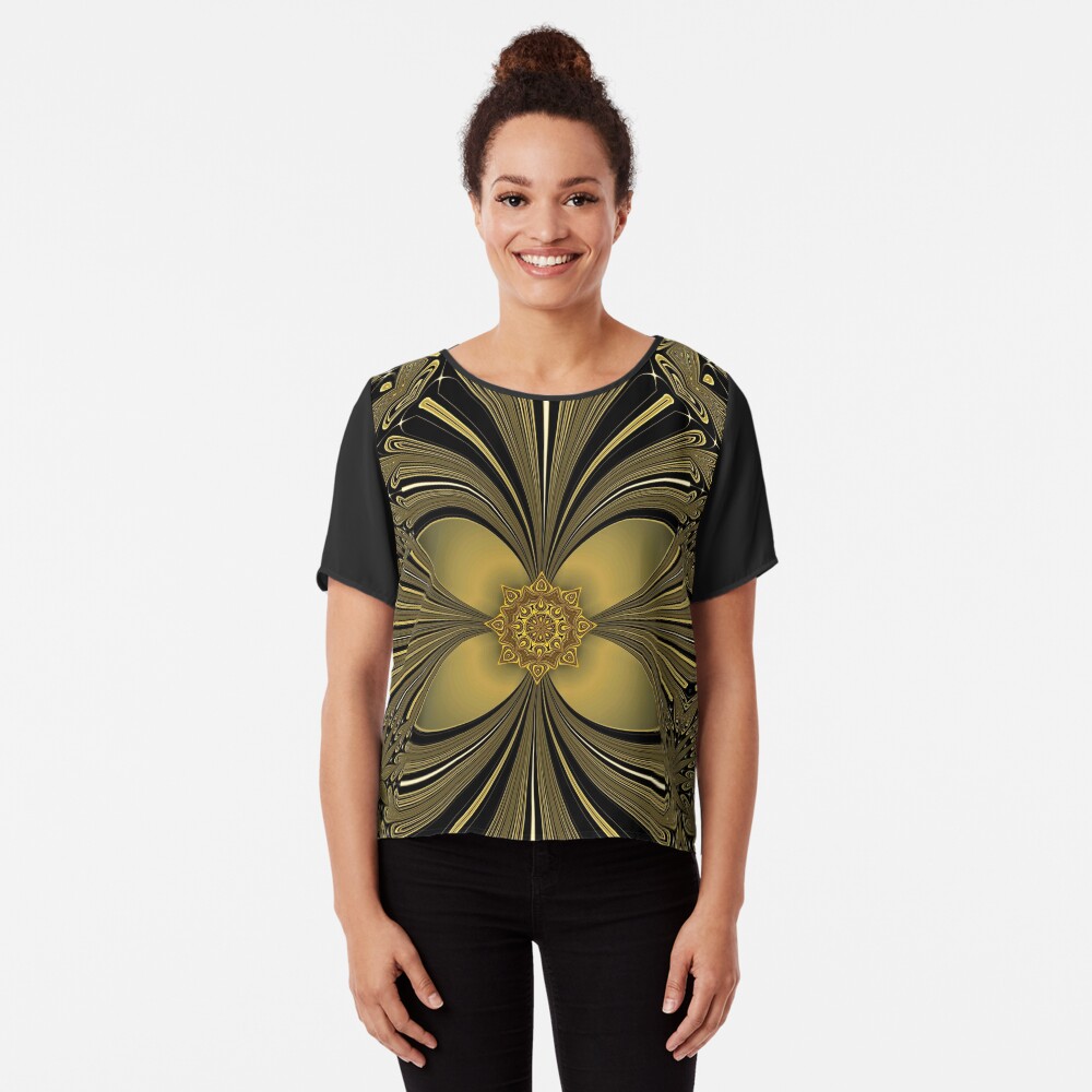 Decorative Golden Floral (1) Chiffon Top