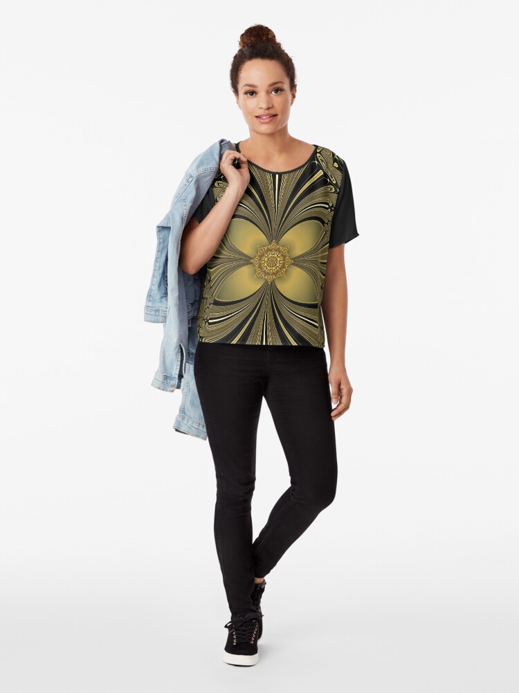 Alternate view of Decorative Golden Floral (1) Chiffon Top