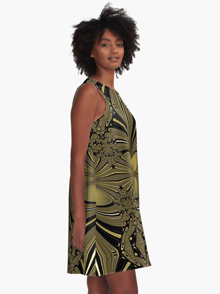 Alternate view of Decorative Golden Floral (1) A-Line Dress