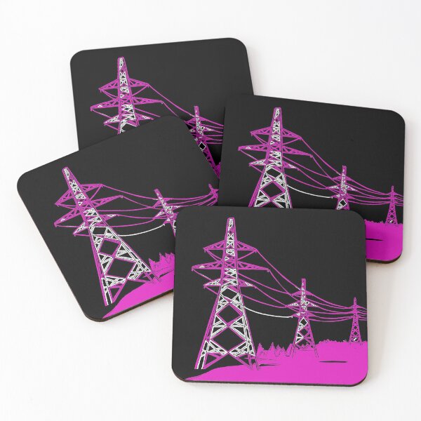 Item preview, Pylons Linocut in Pink and Black designed and sold by Maddy Bennett.