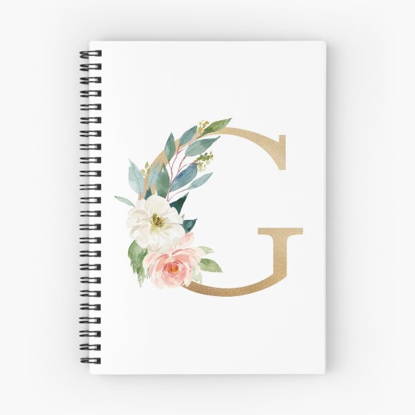 Artikelvorschau, Monogrammbuchstabe G - Kunstgoldfolie und rosa-weiße Blumen und grüne Blätter entworfen und verkauft von Citronelladesig.