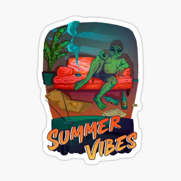 Item preview, Summer Vibes - The Story Behind The Undiscovered World - Fat alien on couch | Occupy Mars - Space News | Television | Boredom | Tee | Reusable Facemask | Washable Face Cover | Wall Art designed and sold by Any Color Designs.