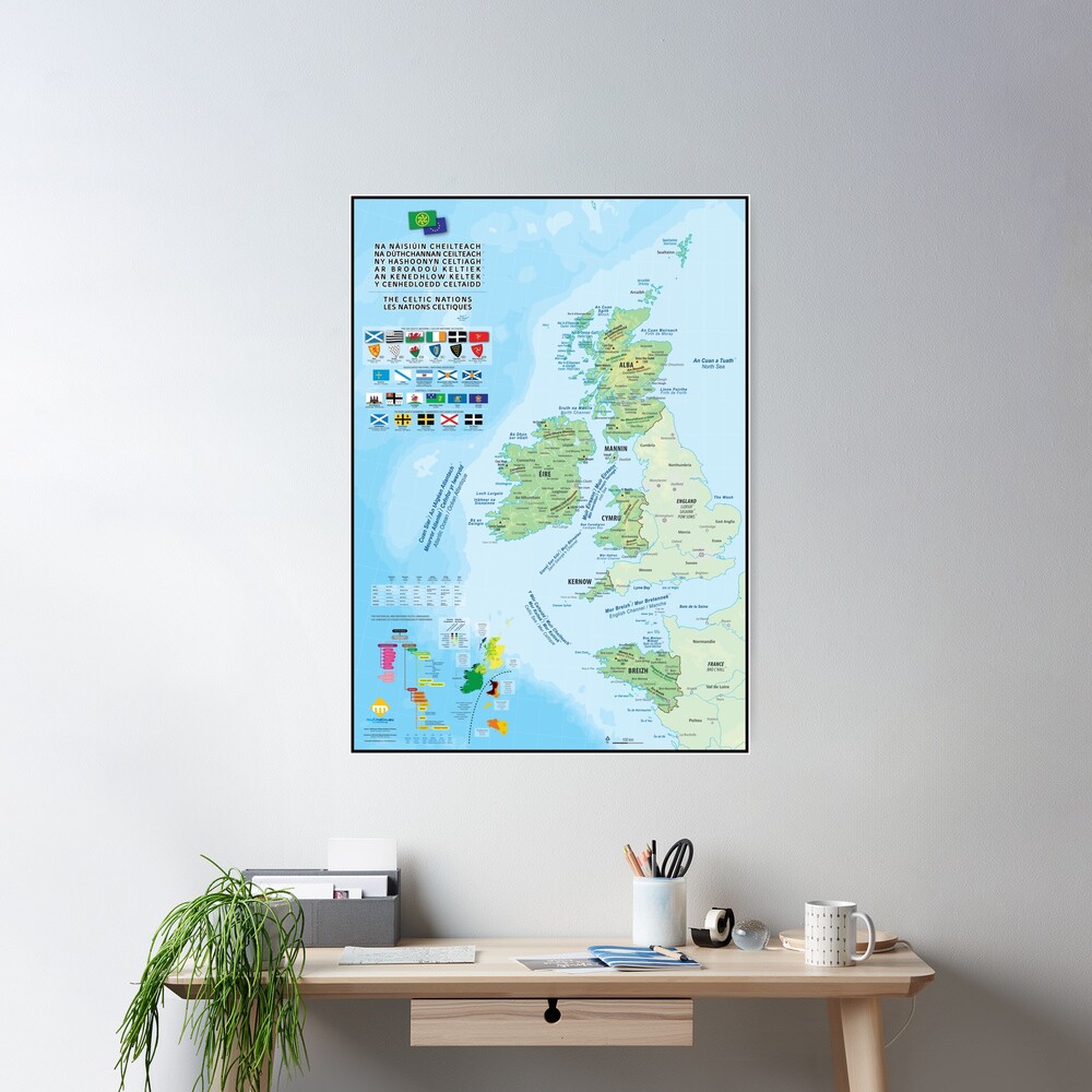 Poster « Les six nations celtiques : cartes, drapeaux et langues»