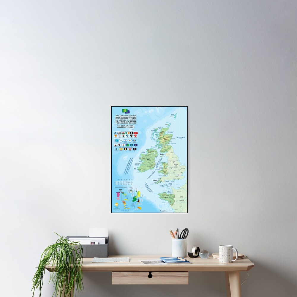 Poster « Les six nations celtiques : cartes, drapeaux et langues»