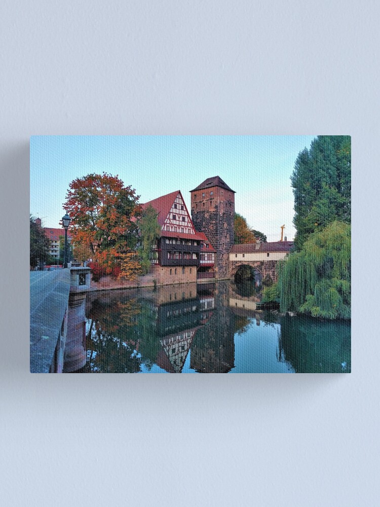 Thumbnail 1 of 3, Canvas Print, Old Canal In Nuremberg 2 designed and sold by RajasIntuits.