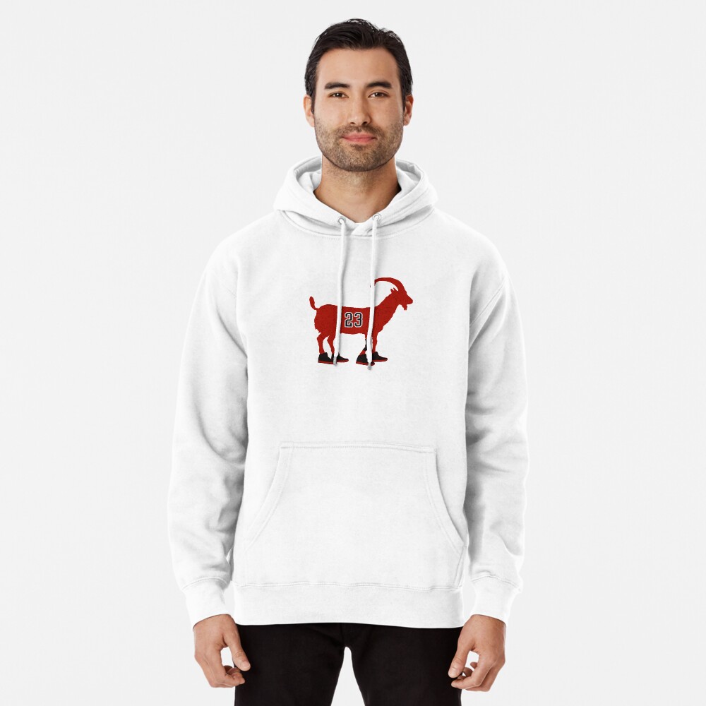 Michael Jordan goat silhouette in Chicago Bulls number 23 jersey and basketball sneakers on Pullover Hoodie