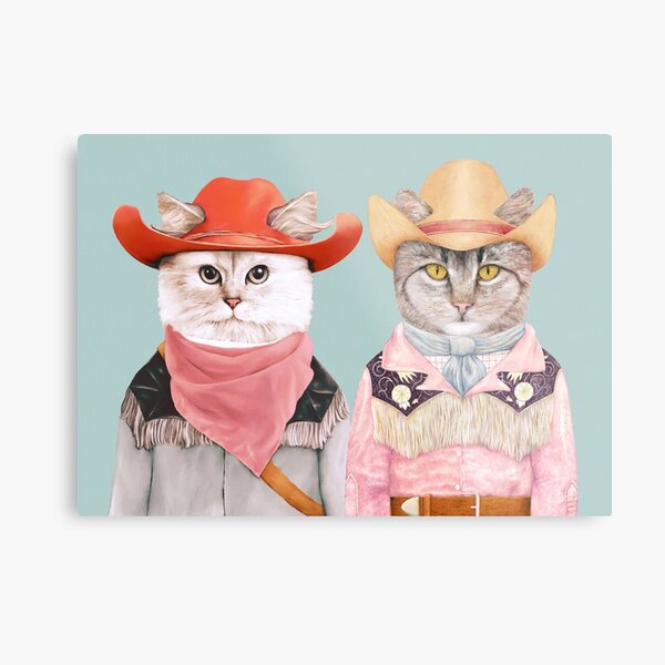 Cowboy Cats Metal Print