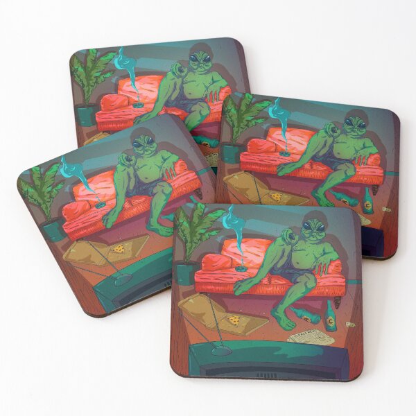 Item preview, Summer Vibes - The Story Behind The Undiscovered World - Fat alien on couch | Occupy Mars - Space News | Television | Boredom | Tee | Reusable Facemask | Washable Face Cover | Wall Art designed and sold by Any Color Designs.