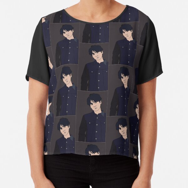 Suga On Dark Grey Background Chiffon Top