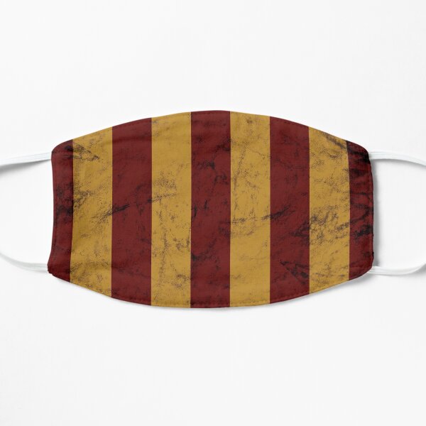 Retro Red and Gold Geometric Striped Pattern Flat Mask