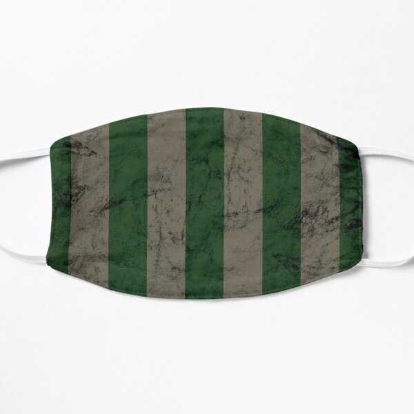 Retro Green and Silver Geometric Striped Pattern Flat Mask