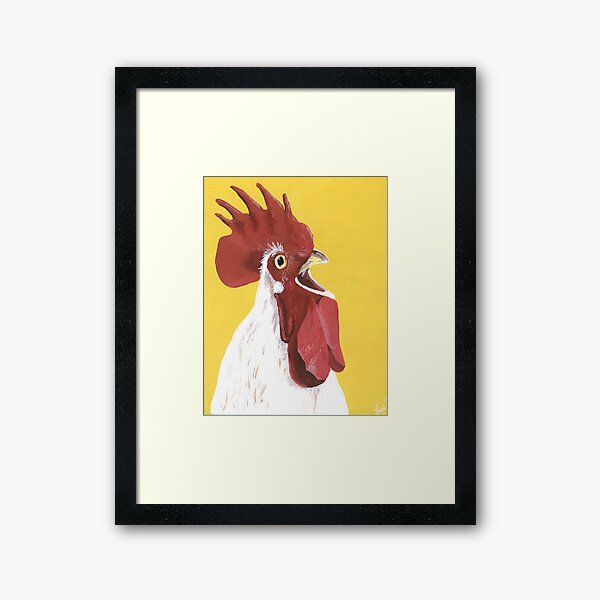 Rooster art, colorful rooster print Framed Art Print