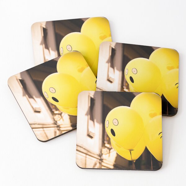 Item preview, Fun yellow Emoji balloons floating as one spots something shocking designed and sold by Retro Futurist.
