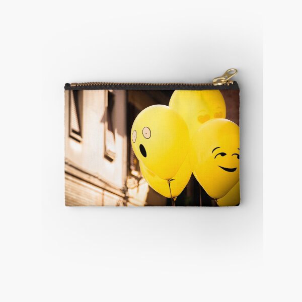 Item preview, Fun yellow Emoji balloons floating as one spots something shocking designed and sold by Retro Futurist.