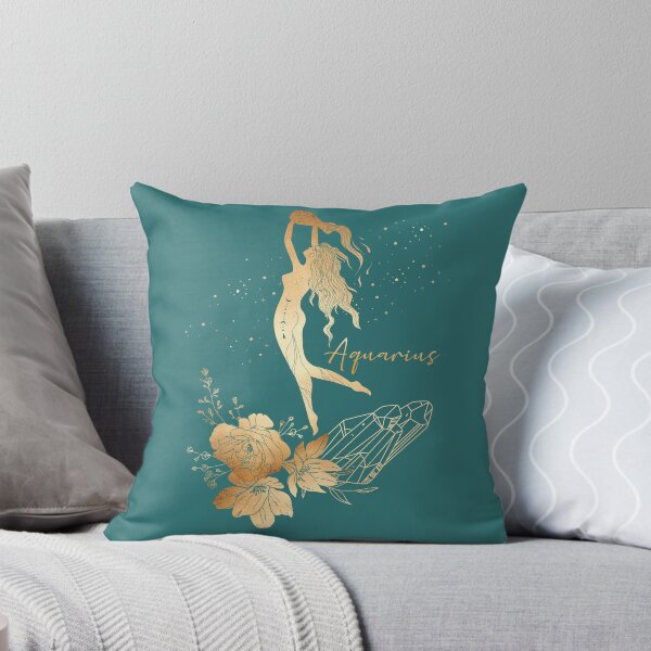 Item preview, Aquarius Woman Floating in the Stars with Water Flower and Crystal Wreath - Teal designed and sold by Breece.