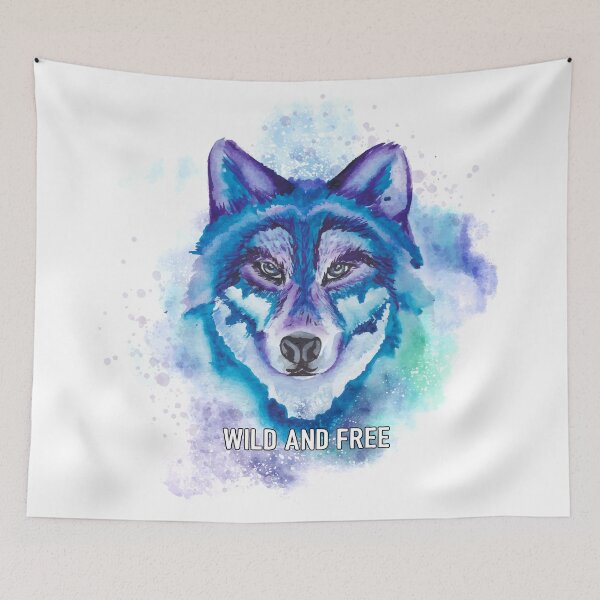 Item preview, Wolf in watercolor style "colorful" designed and sold by hugueshamba.