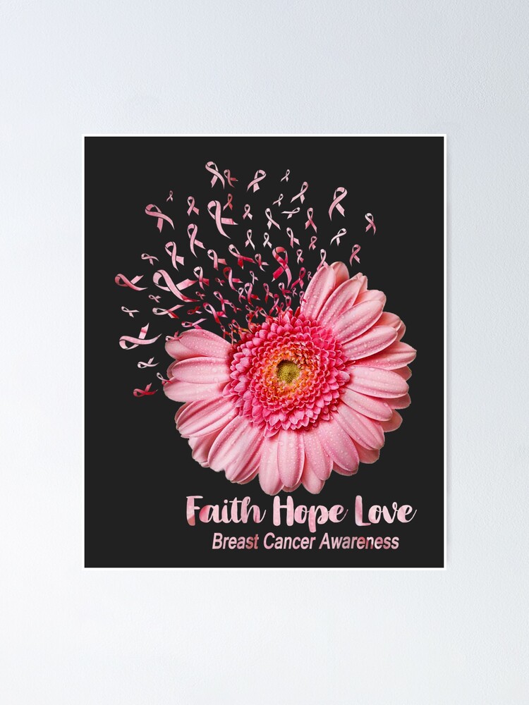 Faith Hope Love Breast Cancer Awareness Flower' Men's Hoodie