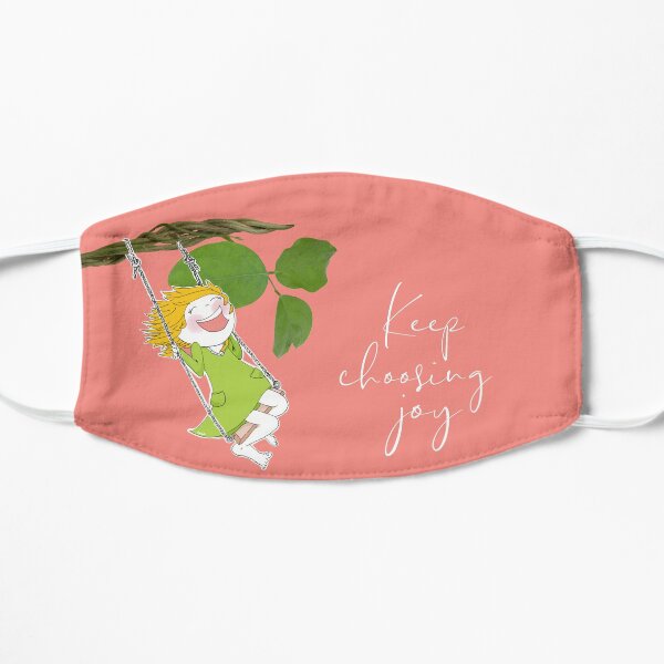 Isabelle schaukelt mit Text: keep choosing joy Flache Maske