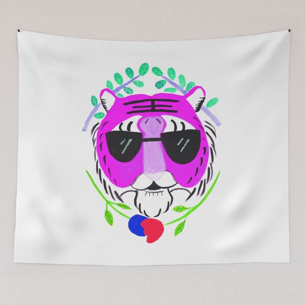 Item preview, Tigerhead and flowers (fuschia) designed and sold by LiceaGand.