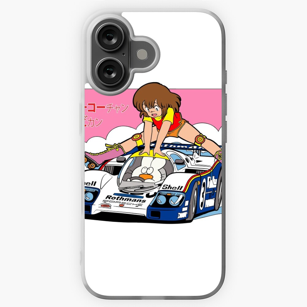 Mokochan and Rabbikun with a race car - with background. Sticker
