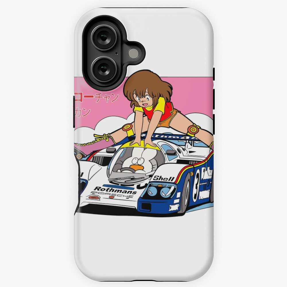 Mokochan and Rabbikun with a race car - with background. Sticker