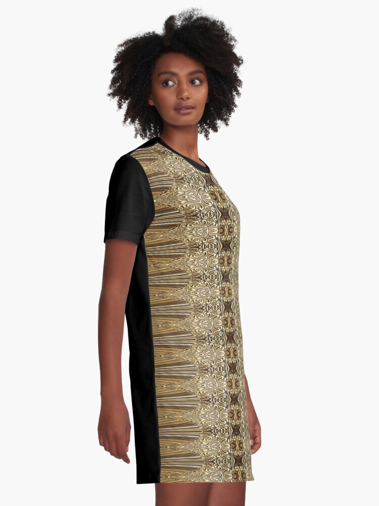Alternate view of Golden Floral (3) Graphic T-Shirt Dress