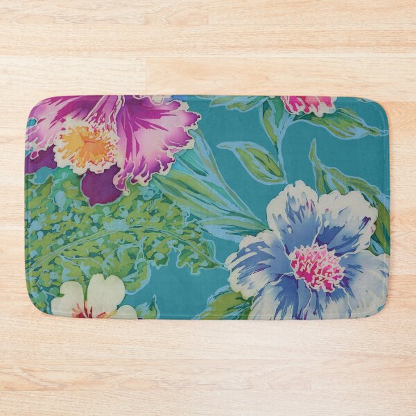 Item preview, Aqua Tropical Floral Batik designed and sold by Leslie Rogers Todder.