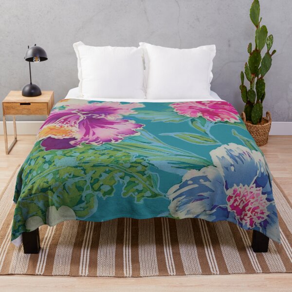 Item preview, Aqua Tropical Floral Batik designed and sold by Leslie Rogers Todder.
