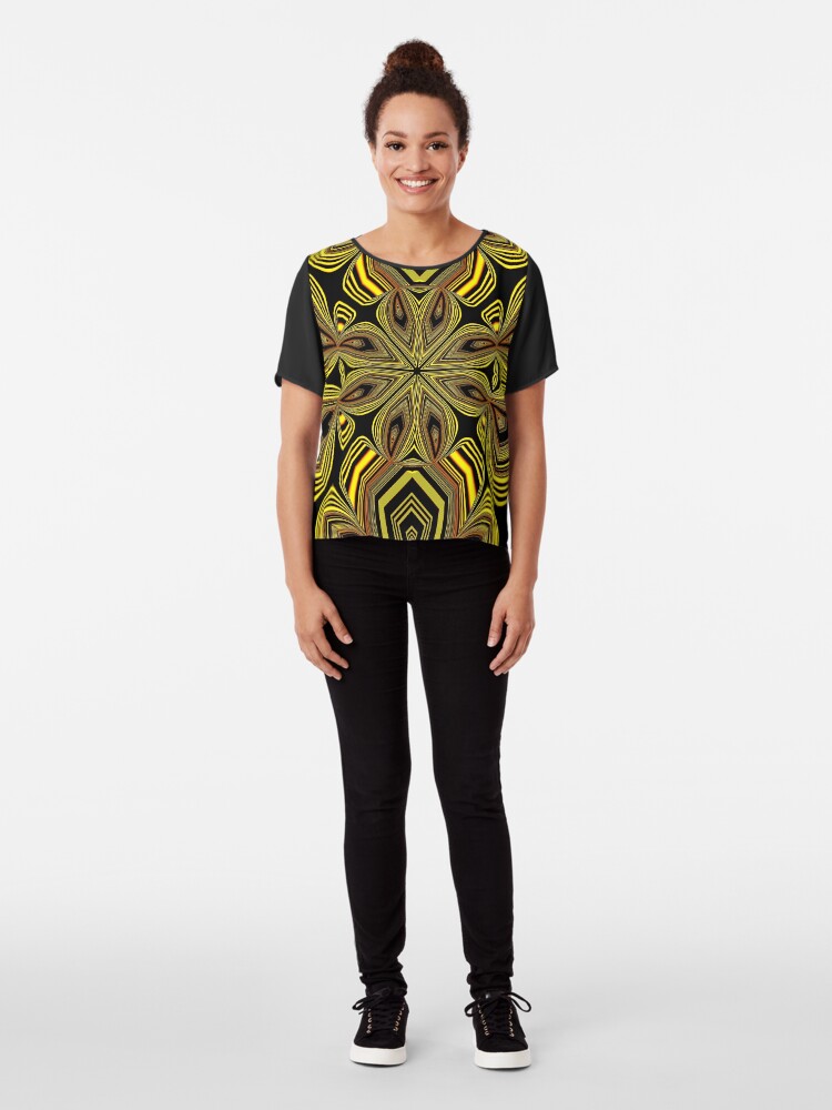 Alternate view of Golden Line Art (1) Chiffon Top