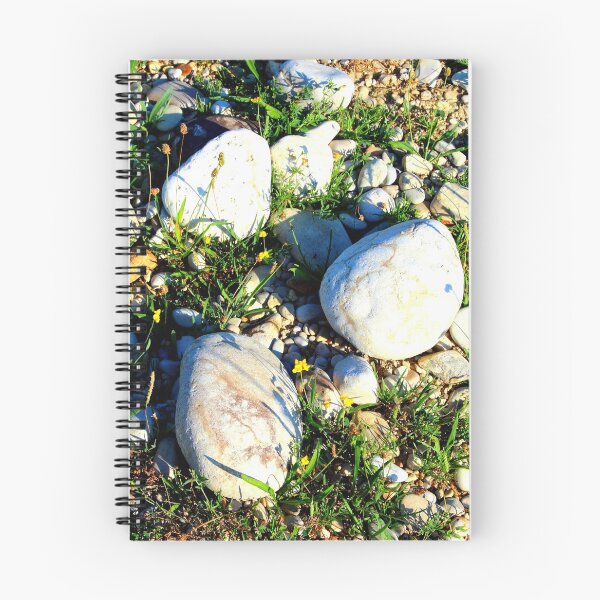 Item preview, Shot from Santarelli lakes in Piane di Moresco with different white stones interspersed with green grass and yellow flowers designed and sold by Kristina Drozd.