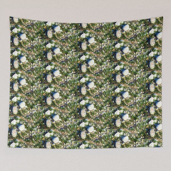 Item preview, Shot from Santarelli lakes in Piane di Moresco with different white stones interspersed with green grass and yellow flowers designed and sold by Kristina Drozd.