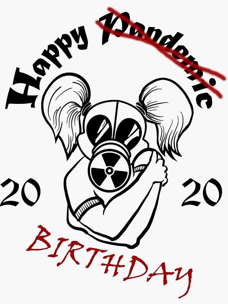 "Gas Mask Girl Pandemic Birthday Hug" Sticker for Sale by IAFDesigns
