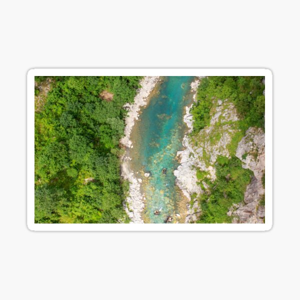 Turquoise river through rocky valley and forest Sticker