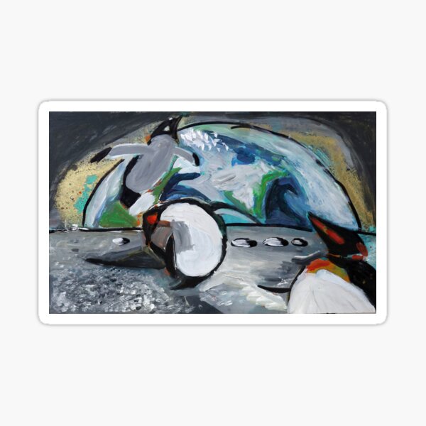 Penguins dancin on the moon Sticker