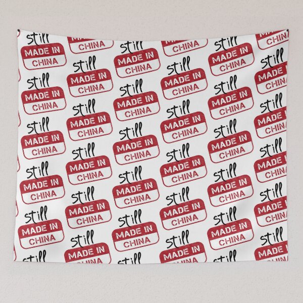 Item preview,  environmentally friendly. Denounce the made in china. Very funny on a mask. Nothing changed after the Covid. Red stamp designed and sold by Catcrea.